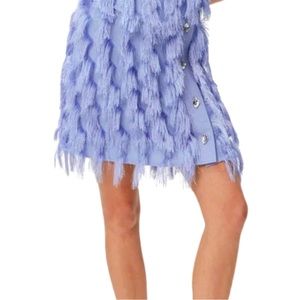 Ganni Lilac Fringe Mini Skirt Size 36 NWT